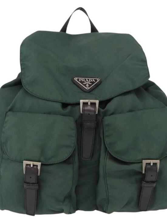 PRADA Backpack Nylon Green Silver Auth 159970 main image 13